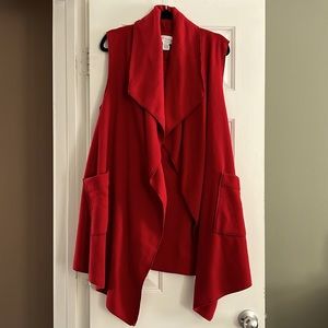 Oversized Red Fleece Vest with Matching Headband